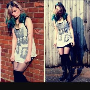 All Saints Skull Vest sleeveless cotton tank UK 14